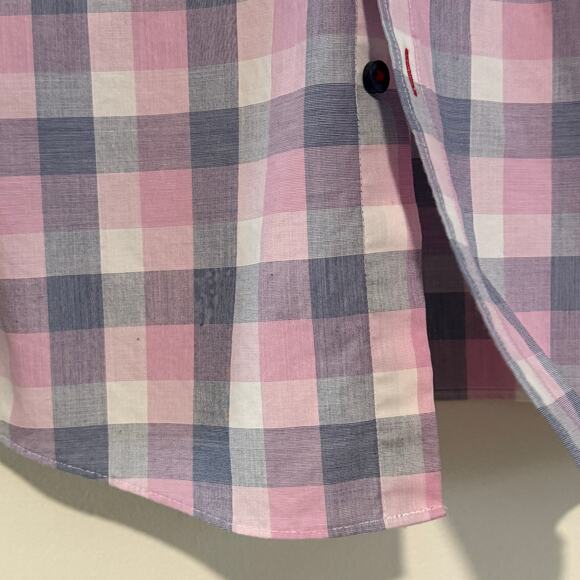 Tommy Hilfiger Slim Fit Non-Iron Pink Check Dress Shirt - 14 1/2 32-33 - Picture 3 of 5
